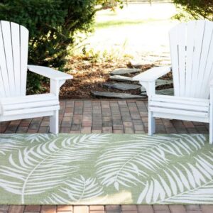 Unique Loom Outdoor Botanical Collection Area Rug - Palm (9' x 12' Rectangle, Green/ Ivory)
