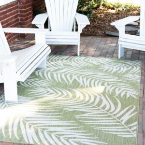 Unique Loom Outdoor Botanical Collection Area Rug - Palm (9' x 12' Rectangle, Green/ Ivory)