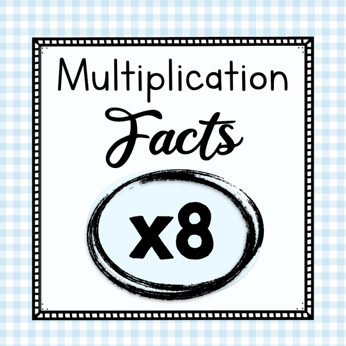 Multiplication Facts - 8 Times Tables