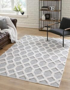 unique loom casa collection area rug - havana (9' 10" x 12' 2" rectangle, anthracite gray/ ivory)