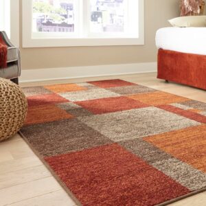 Unique Loom Autumn Collection Area Rug - Providence (6' 1" x 9' Rectangle, Multi/ Beige)