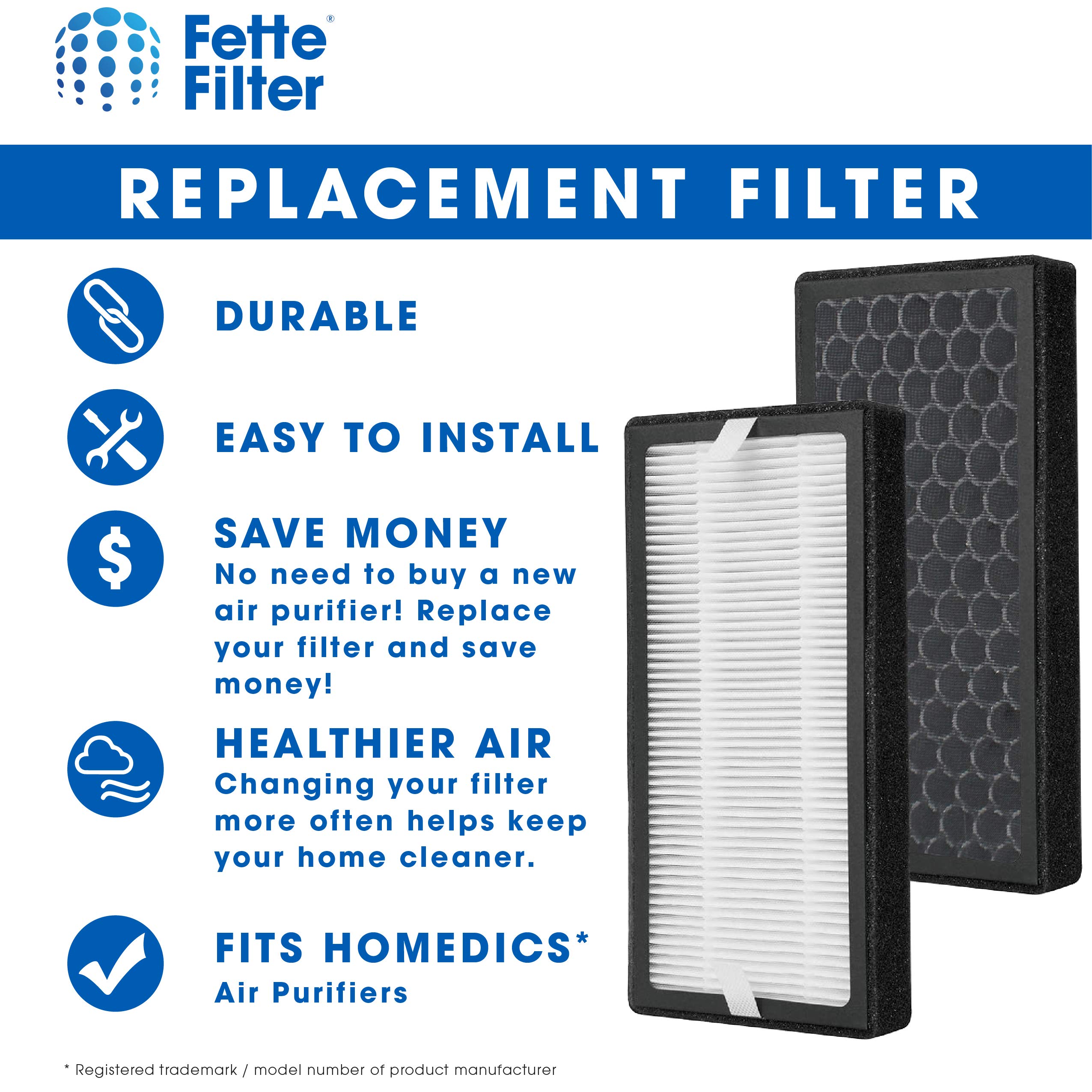 4 Pack of AP-DT10FL True Hepa Replacement Filter Compatible with HomeMedics TotalClean Desktop Air Purifier Models AP-DT10BK and AP-DT10WT. Compare to Part # AP-DT10FL