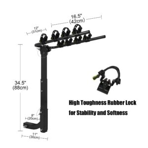 4 Bike Rack Bicycle Carrier Racks Hitch Mount 2" Hitch Mount, Foldable Rack w/ 2 Inch Receiver, Fit Trucks, Cars, SUVs & Minivans