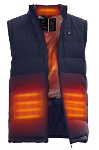 sailwind men's lightweight heated vest smart electric rechargeable jacket with removable hood (battery included) us large navy blue