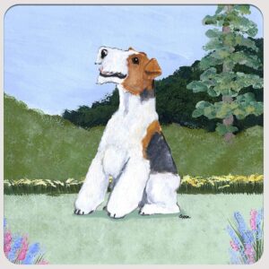 wire fox terrier coasters - set of 4