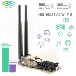 Ubit AC1200 PCIe WiFi Card for PC with BT 4.2 | Dual Band Wireless Network Adapter WiFi Card with Heat Sink Technology | for Gaming, Browsing, Streaming etc