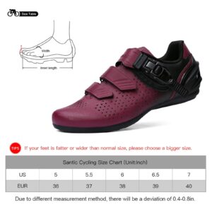 Santic Womens Cycling Shoes Road Bike Shoes Indoor Cycling Shoes Road Cycling Shoes Wine Red