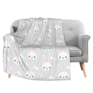 fehuew childish bunny cartoon rabbits soft throw blanket 40x50 inch lightweight warm flannel fleece blanket for couch bed sofa travel camping for kids adults