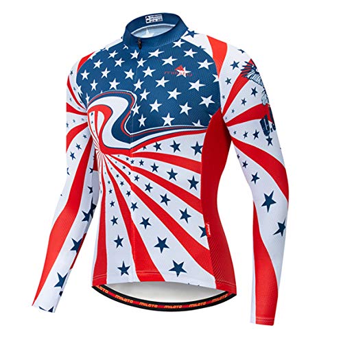 Men's Cycling Jersey Long Sleeve Bike Jacket Biking Shirt Quick Dry Breathable Mountain Bicycle Clothing