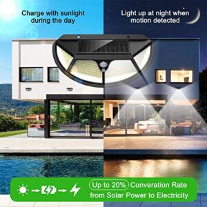 LANSOW Solar Lights Outdoor Motion Sensor [102 LED/6 Pack/3 Working Modes] Security Lights IP65 Waterproof 270°Wide Angle Lighting Wall Lights for Garden Fence Deck Yard Garage Pathway