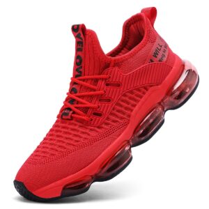mens running shoes air cushion tennis walking sneakers casual sport gym jogging red 13