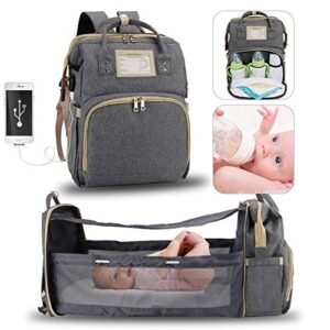 yingfei diaper bag backpack rucksack, portable crib by foldable baby bed and changing mat, travel nappy bag of babysit
