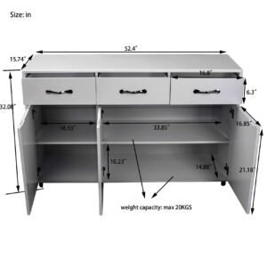 3 Drawer Storage Cabinet, 3 Doors Side Table with Drawer & Two Shelves Inside, Storage Idle Items Cabinet/Organization Cabinet for Home Office Living Room Kitchen Bedroom (3 Door Gray)