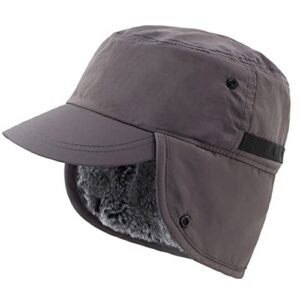 connectyle men's winter hats with bill earflaps newsboy hat warm ski skull cap visor sports hat grey