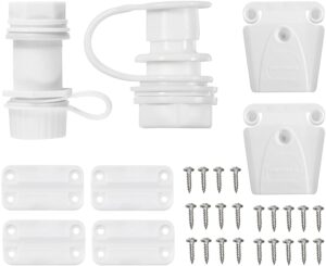 cooler replacement parts kit, ice chest plastic hinges, threaded and triple-snap drain plug, latches and stainless steel screws combo, plastic cooler replacement set