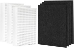 hpa300 hepa filter r for honeywell hpa300 replacement filters - 3 hpa300 filters & 4 pre-cut pre-filters compatible with honeywell filters r and hrf-r3, hrf-r2, hrf-r1, hrf-ap1