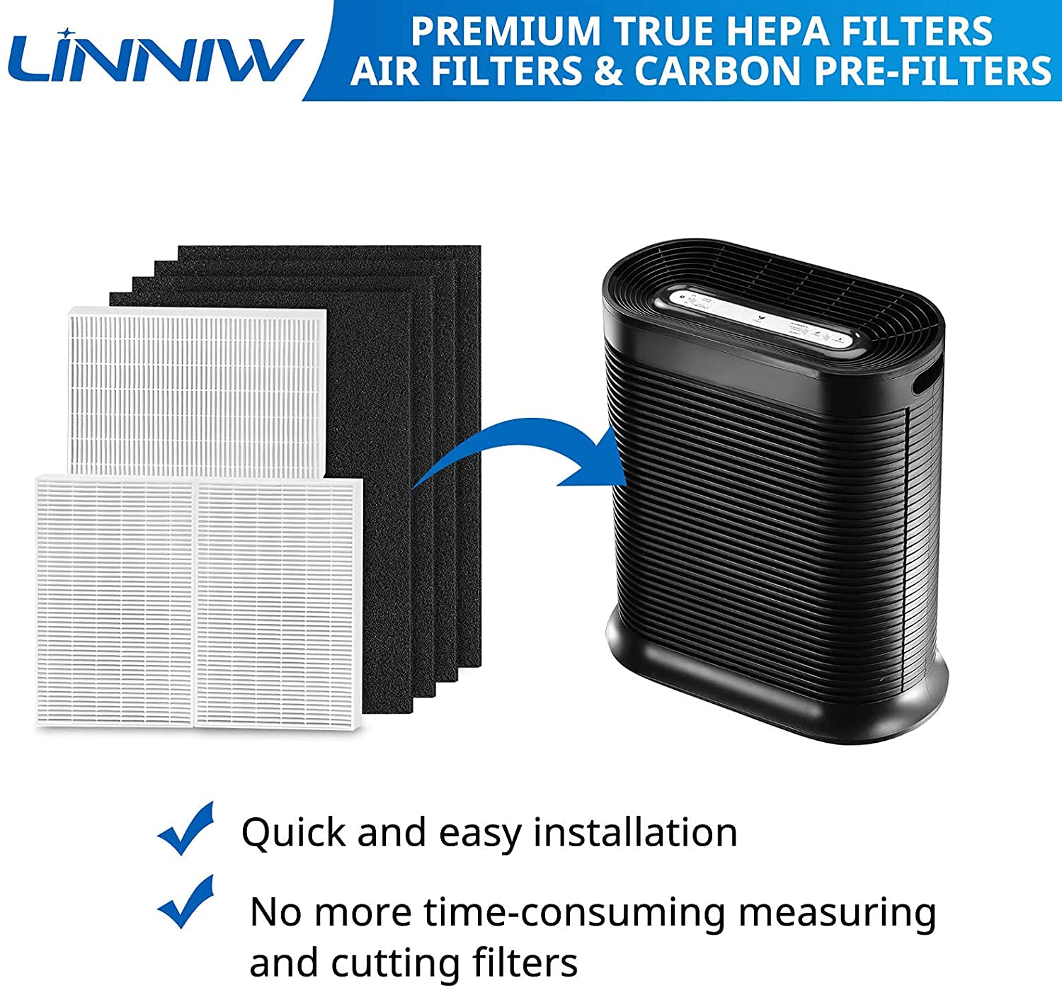 HPA300 HEPA Filter R for Honeywell HPA300 Replacement Filters - 3 HPA300 Filters & 4 Pre-Cut Pre-Filters Compatible with Honeywell Filters R and HRF-R3, HRF-R2, HRF-R1, HRF-AP1