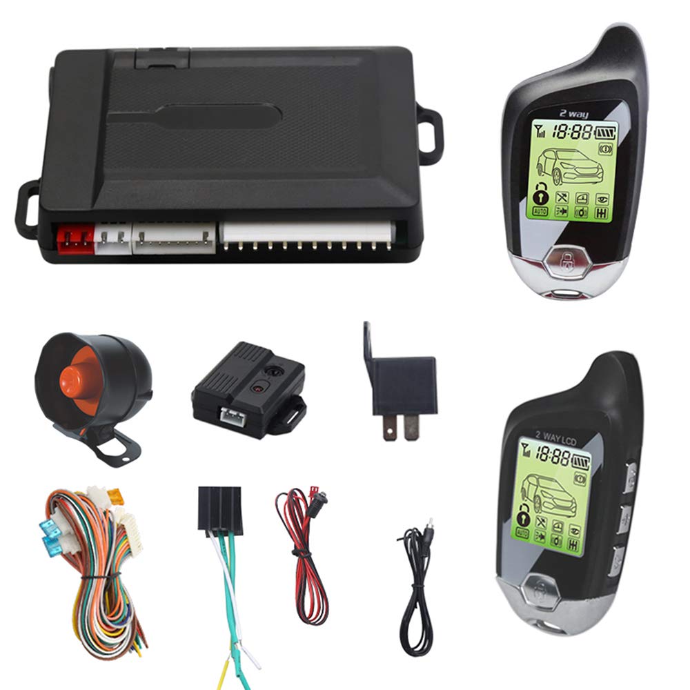 CarBest Vehicle Security Paging Car Alarm 2 Way LCD Sensor Remote Engine Start System Kit Automatic | Car Burglar Alarm System