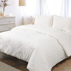 yinfung textured duvet cover tufted ivory boho cotton queen cream off white textured diamond moroccan clipped boho chic geo 3 piece bedding set bohemian 90x90 quilt cover