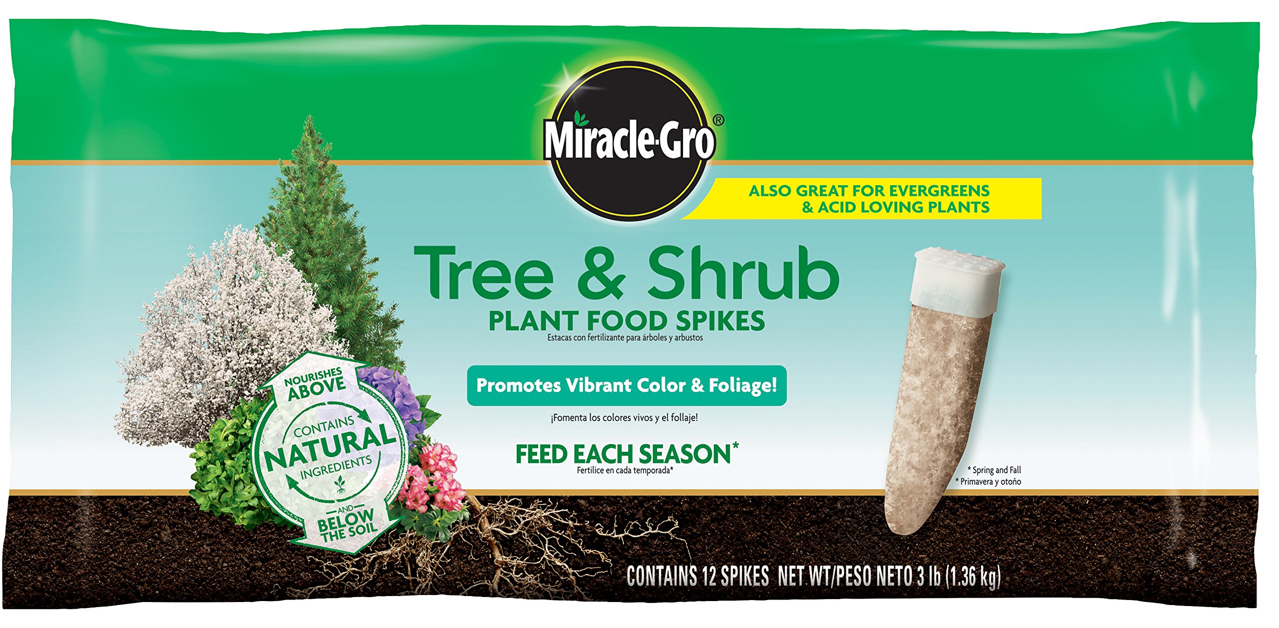 Osmocote Smart-Release Plant Food Plus Outdoor & Indoor, 8 lb. and Miracle-GRO Tree & Shrub Plant Food Spikes, 12 Spikes/Pack