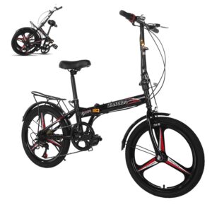 huuh folding bikes for adults,20" 7 speed city folding compact bike bicycle urban commuter【ship from usa】 (black)