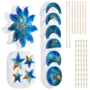 Moon Phase Resin Mould, Sun Mould Star Silicone Mould, Full Moon Epoxy Moulds with Accessories, Wall Hanging Decoration for Bedroom, Living Room, Apartment or Dorm