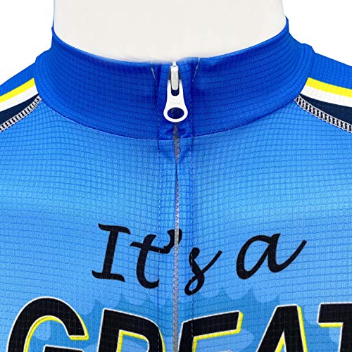 CORVARA BIKE WEAR It's a Great Day Men's Cycling Short Sleeve Bike Jersey (4X-Large) Blue