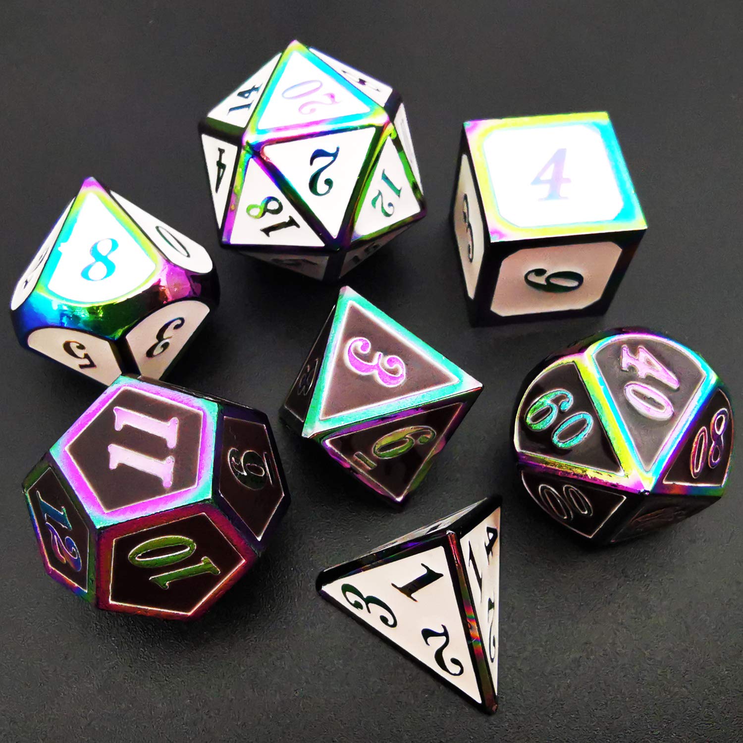 HAOMEJA Color Changing Temperature Metal DND dice kit, D&D dice Set Role Playing Dice Dungeons and Dragons Black Transition White