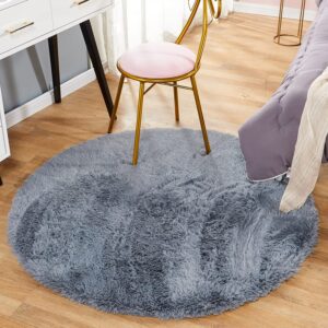 EasyJoy Super Soft Rugs for Living Room, Area Rugs for Bedroom 4x4 Dark Grey Fluffy Room Rug, Large Shag Throw Rug for Nursery Kids Room, Cute Mordern Fuzzy Rug for Playroom