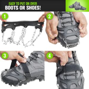 Crampons for Hiking Boots - Men and Women - 19 Non-Slip Spikes for Hiking - Hiking Spikes for Boots and Shoes - Best for Snow and Ice - Fits Size 7-10 Crampon Traction