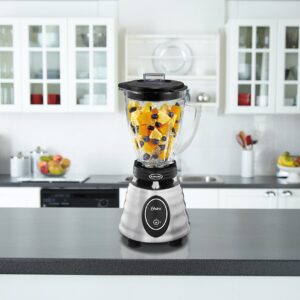 Oster BPCT02-BA0-000 6-Cup Glass Jar 2-Speed Toggle Beehive Blender, Brushed Stainless & Blender 6-Cup Glass Jar, Lid, Black and clear