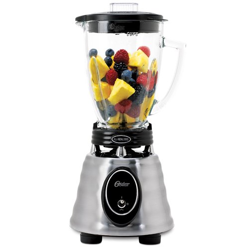 Oster BPCT02-BA0-000 6-Cup Glass Jar 2-Speed Toggle Beehive Blender, Brushed Stainless & Blender 6-Cup Glass Jar, Lid, Black and clear