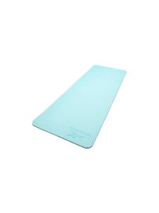 reebok double-sided yoga mat - lightweight, compact, rollable, and cushioned supportive workout mat for yoga, pilates, and general exercise - non slip base with reversible design - 6mm, blue