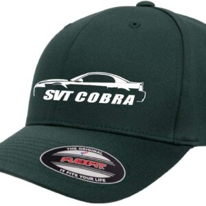 2003 2004 Ford SVT Cobra Mustang Hardtop Classic Outline Design Flexfit 6277 Athletic Baseball Fitted Hat Cap Forest L/XL