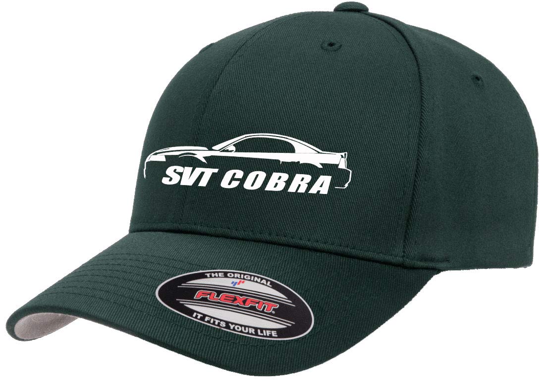 2003 2004 Ford SVT Cobra Mustang Hardtop Classic Outline Design Flexfit 6277 Athletic Baseball Fitted Hat Cap Forest L/XL