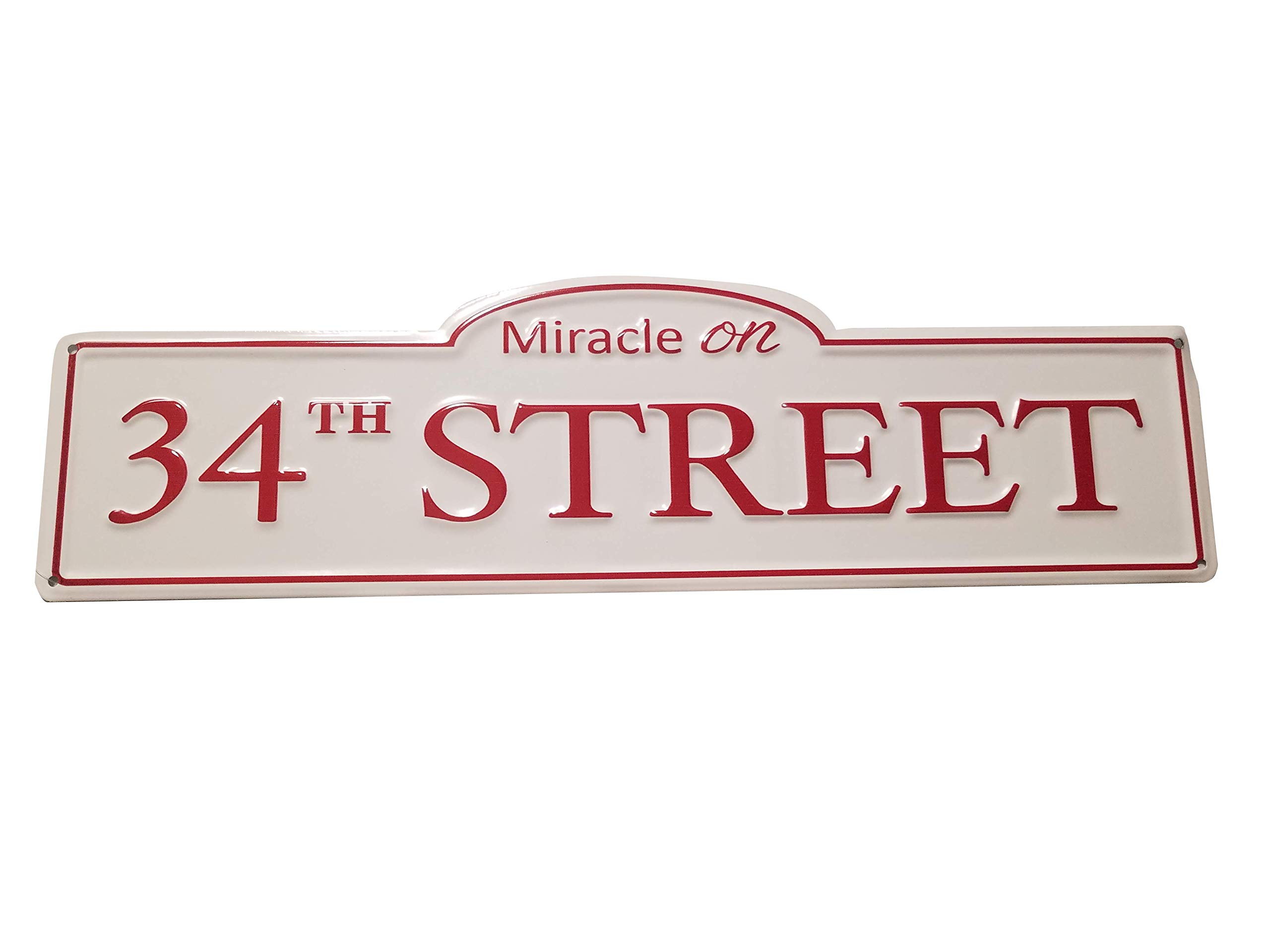 PD Home Miracle On 34th St. White Tin Christmas Sign Wall Decor