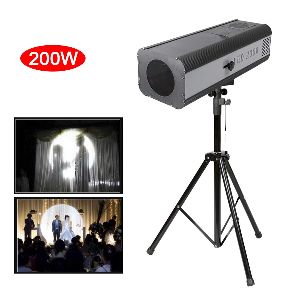 200W LED Follow Spot Light Manual Control Spotlight Stage Light Adjustable Aperture DJ Wash Light for Party Disco Wedding Birthdays Christmas Party Show 110V