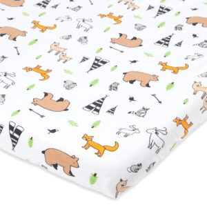 travel lite crib sheet compatible with graco travel lite crib with stages – fits perfectly on 20” x 30” mattress without bunching up – snuggly soft jersey cotton – woodland