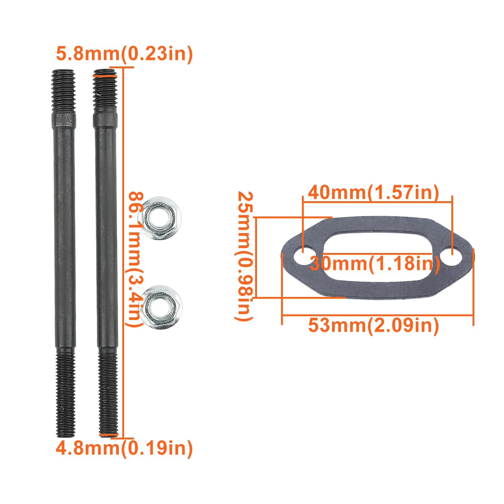 Mtanlo Exhaust Muffler Silencer Bolt Stud Kit For Husqvarna 266XP 266SE Early Model 61 Chainsaw Replacement Part 501521508 501686501 503222302