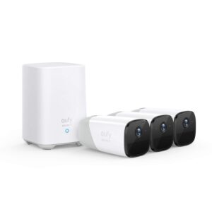 eufy security, eufycam 2 wireless home security camera system, 365-day battery life, homekit compatibility, hd 1080p, ip67 weatherproof, night vision, 3-cam kit, no monthly fee (renewed)