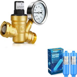 kohree rv water filter inline water filter reduces chlorine and adjustable rv water pressure regulator valve with gauge