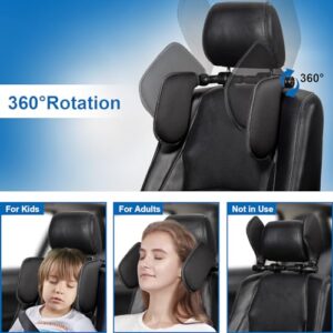 Spurtar Car Headrest Pillow, Kids Travel Pillow, Head Support for Car Seat, 360° Adjustable Car Neck Pillow, Car Pillow for Kids and Adults, Road Trip Essentials, Black