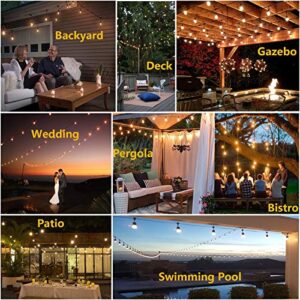 Meidaoduo Outdoor String Lights LED 100FT Heavy-Duty Patio Lights String with 32 Dimmable Shatterproof Plastic Bulbs for Gazebo Pergola Bistro Lights Linkable