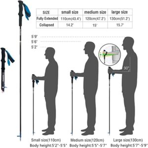 N/H 2pc-Carbon Fiber Collapsible Trekking Pole -Ultralight Hiking or Walking Stick - Strong Lightweight Quick Lock Stick for Men Womem