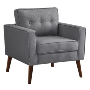 vasagle accent chair with upholstered cushion, solid wood legs, for living, dining room, office, 31.5 x 31.5 x 30.7 inches, gray