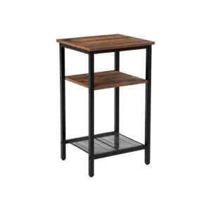 vasagle end table, 3-tier nightstand, side table for small space in living room, bedroom, steel frame, easy assembly, 1 pack, chestnut brown