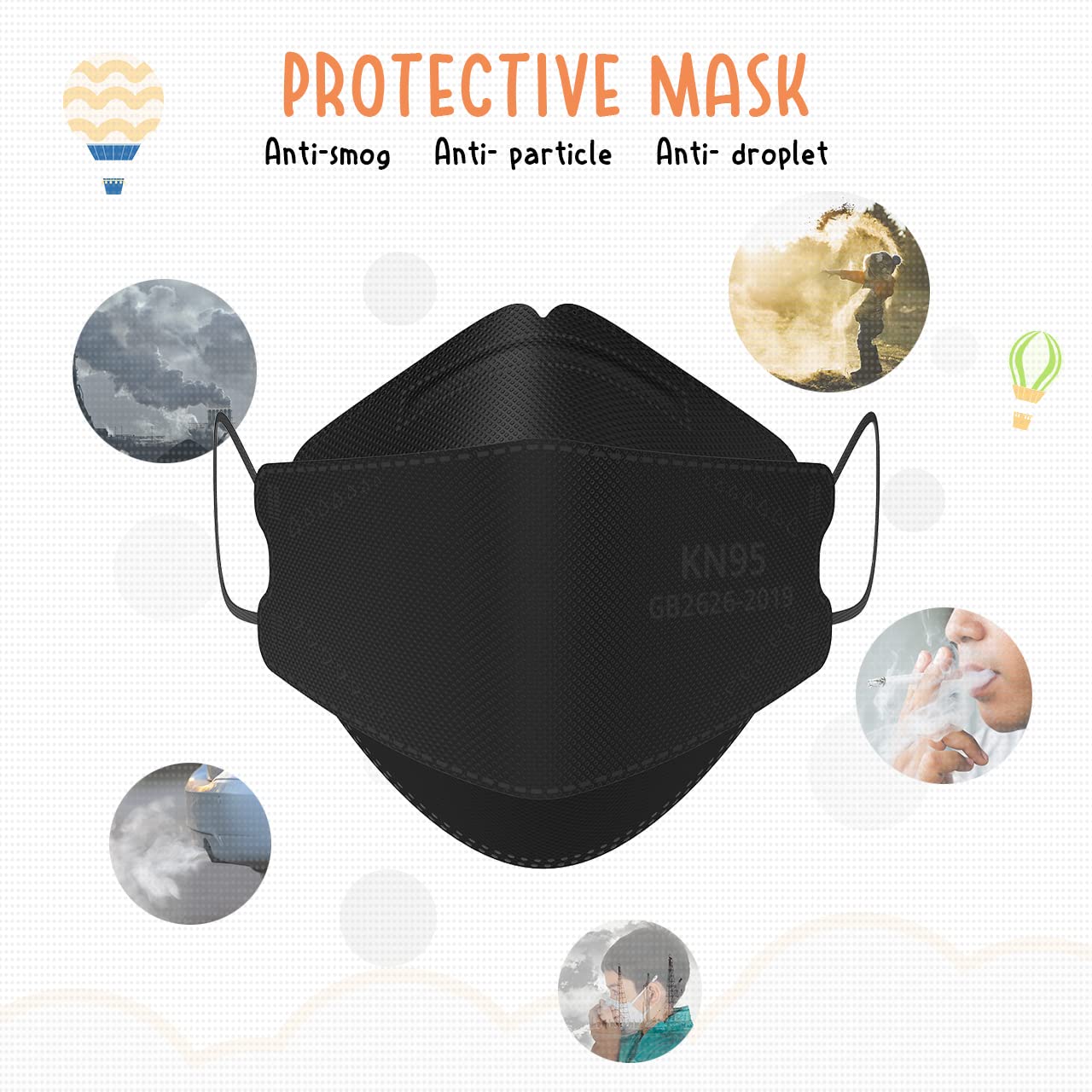 LEVENIS Kids Face Masks for Children 50 Pack, Breathable Comfortable and Disposable Mask Efficiency≥95%, White