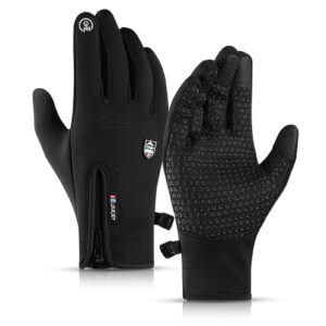 curelix winter gloves men women touch screen warm thermal gloves, cold weather gloves for running cycling hiking driving (black,m)
