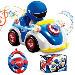 nqd remote control cartoon car for toddlers with music and lights, 2.4ghz radio control rc race car, educational learning toys