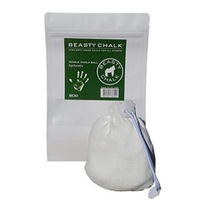 beasty chalk - chalk ball, 80 gram - premium gym chalk in refillable sock - non toxic - great for climbing, gymnastics, weightlifting, crossfit, pool, training